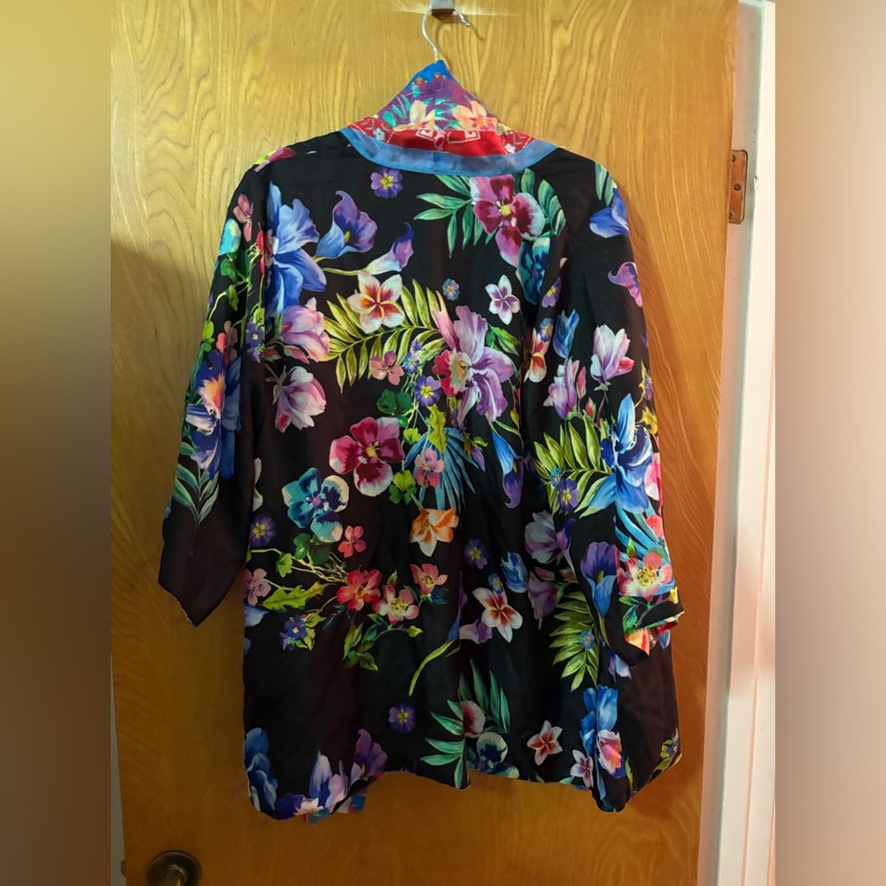 Johnny Was Friendship Anastasia Colorful Floral reversible Kimono Jacket M - Picture 11 of 13